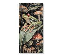 Striscione per porta anfibio tropicale, vivace verde della giungla con funghi, decorazione per porta d'ingresso, per interni ed esterni, a tema naturale, da appendere, 91 x 183 cm