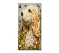 Striscione per porta con cane Cocker Spaniel primaverile, 91 x 182 cm, novità fiori floreali da appendere per porta d'ingresso, per interni ed esterni, per ingresso di animali domestici