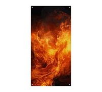 Striscione per porta con fiamma ruggente, 90 x 180 cm, striscioni per feste, cartello di benvenuto stagionale, decorazione verticale per porta, portico, ingresso, giardino, decorazione