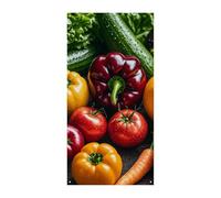Striscione per porta con frutta e verdura fresca, 90 x 180 cm, striscioni per feste, cartello di benvenuto stagionale, decorazione verticale per porta, portico, ingresso, giardino, decorazione