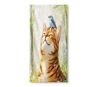 Striscione per porta con gatti del Bengala primaverile, 91 x 182 cm, carino Bluebird Foresta da appendere per decorazione per porta d'ingresso, per interni ed esterni per animali domestici