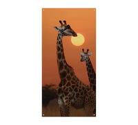 Striscione per porta con giraffa al tramonto, decorazione per porta verticale stagionale, sfondo durevole per feste, portico, ingresso, giardino, decorazione da 178 x 80 cm