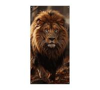 Striscione per porta con immagine di leone, 90 x 180 cm, striscioni per feste, cartello di benvenuto stagionale, decorazione verticale per porta, portico, ingresso, giardino, decorazione