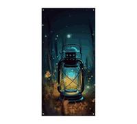Striscione per porta con lucciole e lanterna, decorazione per porta verticale stagionale, sfondo durevole per feste, portico, ingresso, giardino, decorazione 178 x 89 cm