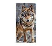 Striscione per porta con lupo, 90 x 180 cm, striscioni per feste, cartello di benvenuto stagionale, decorazione verticale da appendere per portico, ingresso, giardino, decorazione