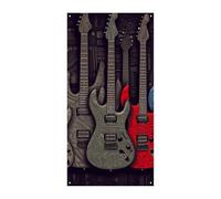 Striscione per porta con motivo chitarra 90 x 180 cm banner per feste cartello di benvenuto stagionale decorazione verticale porta appeso per portico ingresso decorazione giardino