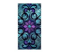 Striscione per porta con motivo in vetro colorato, 90 x 180 cm, striscioni per feste, cartello di benvenuto stagionale, decorazione verticale per porta, portico, ingresso, giardino, decorazione