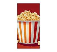 Striscione per porta con popcorn a forma di cartone animato, decorazione per porta verticale stagionale, sfondo durevole per feste, portico, ingresso, giardino, decorazione 178 x 89 cm