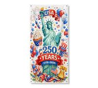 Striscione per porta con scritta "Usa 250 Years Celebration", statua vibrante del design, decorazione festiva per interni ed esterni, per il giorno dell'indipendenza, 91 x 183 cm