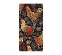 Striscione per porta con stampa di pollo 90 x 180 cm banner per feste cartello di benvenuto stagionale decorazione verticale porta appeso per portico ingresso decorazione giardino