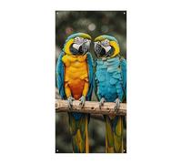Striscione per porta con tre pappagalli 90 x 180 cm striscioni per feste cartello di benvenuto stagionale decorazione verticale porta da appendere per portico ingresso decorazione giardino
