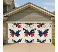 Striscione per porta del garage Patriotic Independence Day, grande farfalla estate decorazione per esterni, stelle e strisce, americano, 400 x 180 cm