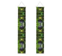 Striscione per porta del Ringraziamento con stampa di lucciole e lanterne, decorazione per esterni, per interni ed esterni, facile da appendere riutilizzabile