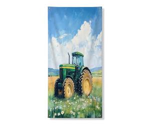 Striscione per porta del trattore a molla, 91 x 182 cm, paesaggio floreale di campagna, da appendere alla porta d'ingresso, per interni ed esterni, fattoria, ingresso, sfondo, forniture