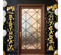 Striscione per porta di compleanno per ragazze e ragazzi, striscione di compleanno per portico, striscioni di compleanno per lui e lei, decorazioni per interni ed esterni (21°)