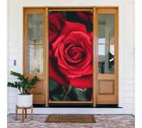 Striscione per porta d'ingresso, 182 x 89 cm, per interni ed esterni | Decorazione del partito delle coperture della stampa della rosa rossa per la decorazione domestica