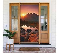 Striscione per porta d'ingresso, 182 x 89 cm, per interni ed esterni | Vista della montagna all'alba stampa porta copre la decorazione del partito per la decorazione domestica