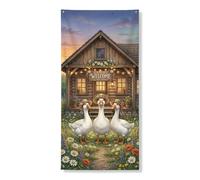 Striscione per porta d'ingresso con affascinante oca, decorazione in stile fattoria, per primavera ed estate, 91 x 182 cm