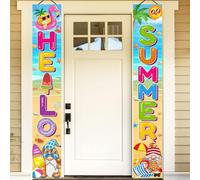 Striscione per Porta Estivo Hello Summer Striscione Hawaii Ghirlanda Decorazione Estiva Porta per Feste 30 * 180 CM Decorazioni Estive per Verande, Terrazze, Patii, Finestre, Pareti, Balconi