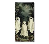 Striscione per porta fantasma spettrale, stile vintage, per Halloween, foresta infestata, per interni ed esterni, per festival e vacanze, 91 x 182 cm
