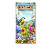 Striscione per porta floreale con scritta "Welcome Spring", decorazione decorativa per interni ed esterni, 91 x 183 cm