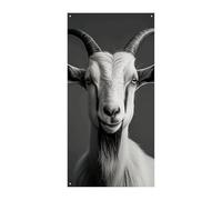 Striscione per porta in bianco e nero con capra, 90 x 180 cm, striscioni per feste, cartello di benvenuto stagionale, decorazione verticale per porta, portico, ingresso, giardino, decorazione