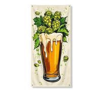 Striscione per porta in vetro di luppolo e birra, opere d'arte vintage in stile birra, decorazione per pub, interni ed esterni, festività 91 x 182 cm