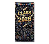 Striscione per porta per celebrazione della laurea, design con cappelli di laurea e diplomi, decorazione per interni ed esterni, forniture per eventi festivi, 91 x 183 cm