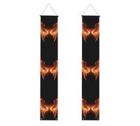 Striscione per portico con ali ad angolo di fuoco per porta d'ingresso bandiera da appendere per vacanze stagionali portico segno di benvenuto per interni ed esterni decorazioni di laurea classe del