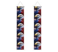 Striscione per portico con aquila calva americana, per tutti i tipi, celebrazioni, raduni, riutilizzabile, con corde per appendere l'asta