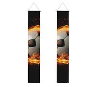 Striscione per portico con fiamma di calcio per porta d'ingresso bandiera da appendere per vacanze stagionali portico segno di benvenuto banner per interni ed esterni decorazioni di laurea classe del