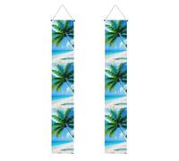 Striscione per portico con stampa di palme e mare blu, striscione esterno, decorazioni del Ringraziamento, per tutte le celebrazioni