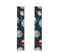 Striscione per portico con stampa di pianeti dello spazio esterno, riutilizzabile con asta per appendere preassemblata, per interni ed esterni