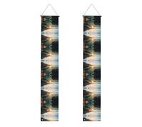 Striscione per portico con stampa di pietre blu mare oceano alba montagna per il Ringraziamento, striscioni interni per porta d'ingresso, per tutte le celebrazioni