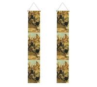 Striscione per portico con stampa di pollo e gallo, striscione per esterni, decorazioni del Ringraziamento, per tutte le celebrazioni