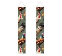 Striscione per portico con stampa di pollo e gallo, striscione per esterni, decorazioni del Ringraziamento, per tutte le celebrazioni