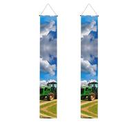 Striscione per portico con stampa trattore sotto cielo blu e nuvole bianche, striscione esterno, decorazioni del Ringraziamento, per tutte le celebrazioni