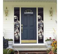 Striscione per portico da appendere alla porta, astronauta spazio basket benvenuto estate portico banner buon compleanno portico segno foto sfondo festa banner porta anteriore segni per feste per