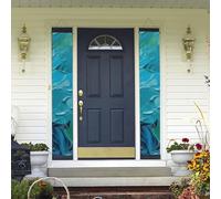 Striscione per portico da appendere alla porta, blu pittura ad olio texture benvenuto estate portico banner buon compleanno portico segno foto sfondo festa banner porta d'ingresso segni per feste