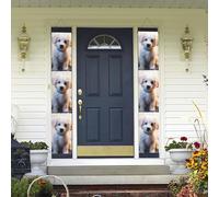 Striscione per portico da appendere alla porta, carino diamante cane benvenuto estate portico banner buon compleanno portico segno foto sfondo festa banner porta d'ingresso segni per feste decorazioni