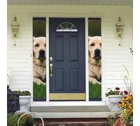 Striscione per portico da appendere alla porta, carino Labrador per animali domestici benvenuto estate portico banner buon compleanno portico segno foto sfondo festa banner porta d'ingresso segni per