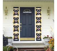 Striscione per portico da appendere alla porta, carino schnauzer per animali domestici modello cane benvenuto estate portico banner buon compleanno portico segno foto sfondo festa banner porta