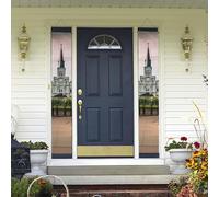 Striscione per portico da appendere alla porta, Jackson Square Welcome Summer Portico Banner Buon Compleanno Portico Segno Foto Sfondo Festa Banner Porta d'ingresso Segni per feste Decorazioni per