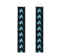 Striscione per portico di laurea BROLEO Wolf Under The Moon stampe Decor Banner Door Sign, per esterni e interni, cortile, feste, 30,5 x 180 cm