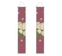 Striscione per portico di laurea con stampa rosa bianca dell'amore, cartello frontale, bandiere da appendere, decorazioni per feste, per porte esterne e interne
