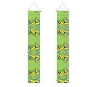 Striscione per portico WZYWHJ Green Duck Prints Decor Wall Hanging Banner Door Sign, per esterni e interni, cortile, feste, 30,5 x 180 cm