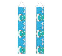 Striscione per portico WZYWHJ Happy White Goose Stampe Decor Wall Hanging Banner Door Sign, per esterni e interni, Cortile Party 30,5 x 180 cm