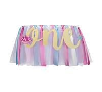 Striscione per seggiolone per il primo compleanno della sirena, ghirlanda di pesca con glitter, striscione per seggiolone per il primo compleanno con decorazione di conchiglie marine