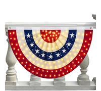 Striscione per ventaglio pieghettato, 9,2 x 1,8 m, a LED, facile da installare, bandiera patriottica per portico, per gli appassionati di casa, recinzione, cortile, barbecue, feste, balconi, ringhiere