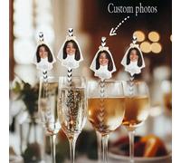 Striscione personalizzato con foto del viso della sposa e dello sposo, decorazioni per bicchieri da cocktail e cannucce, decorazioni per addii al celibato/nubilato, forniture per addio al nubilato, bo